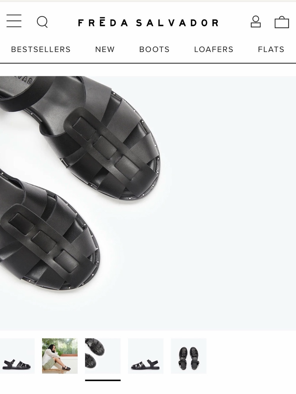 Freda Salvador Sera Fisherman Sandal 7.5 Black